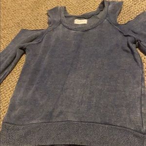 Blue Cold Shoulder Sweater